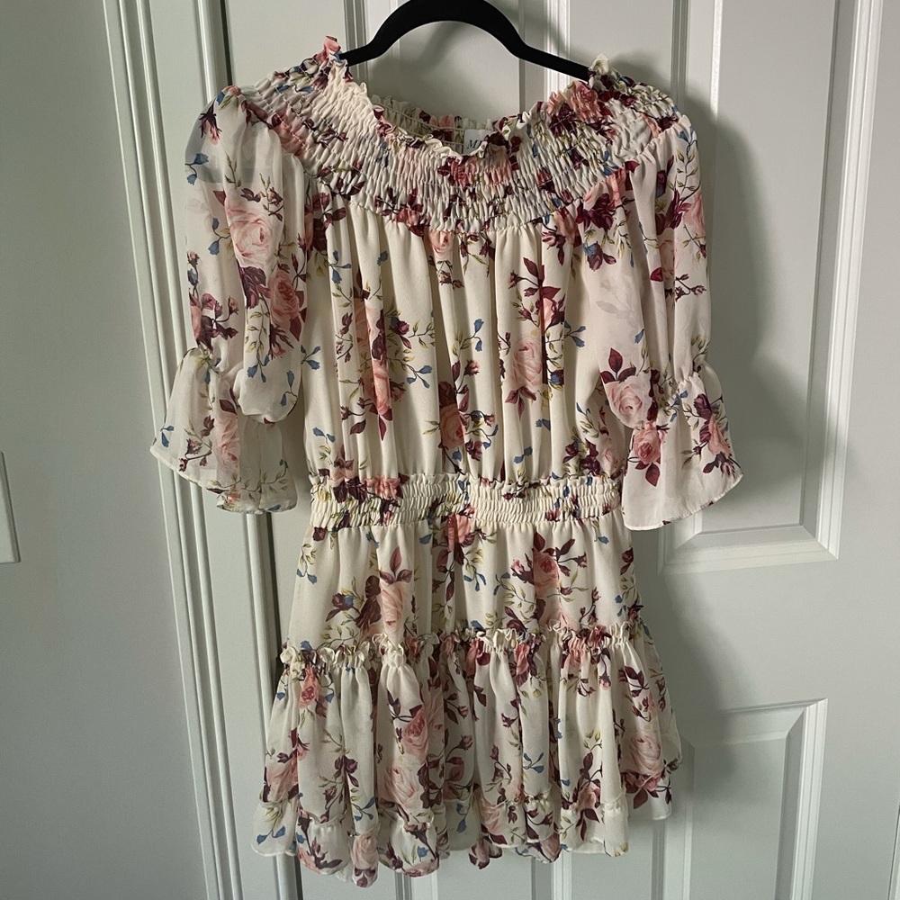 Misa Los Angeles Floral off the shoulder dress